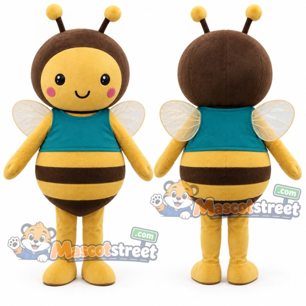 Bee Mascot Costume with Teal Shirt