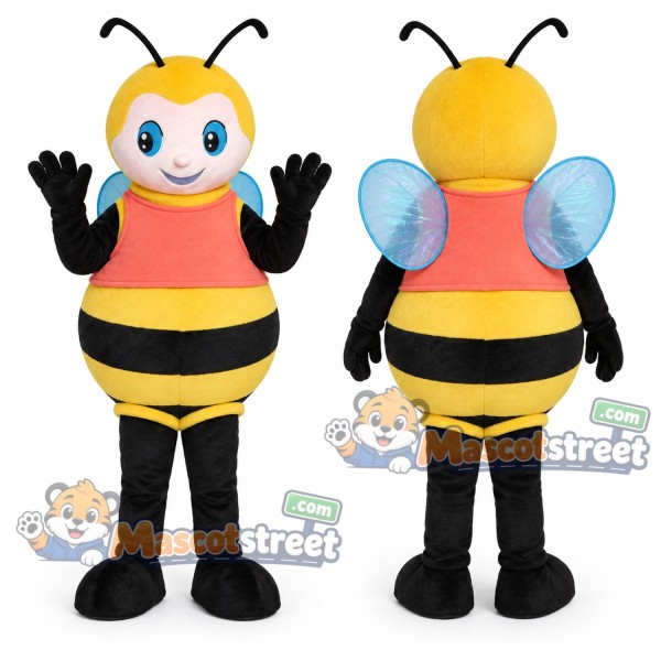 Bee Mascot Costume with Orange Shirt