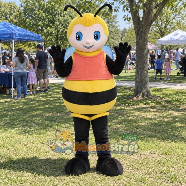 Bee Mascot Costume with Orange Shirt
