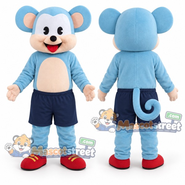 Blue Monkey Mascot Costume with Navy Shorts