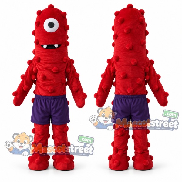 Red Cyclops Monster Mascot Costume with Purple Shorts