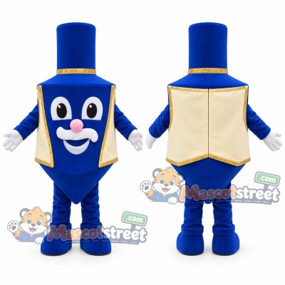 Blue Dreidel Mascot Costume with Blue Hat Blue Dreidel Mascot Costume with Blue Hat