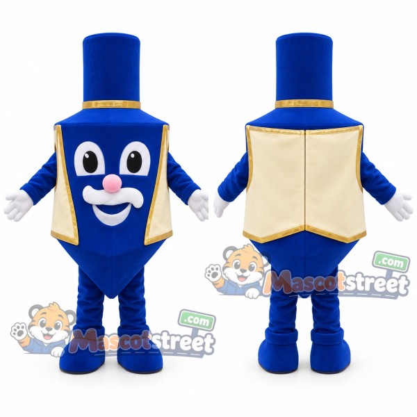 Blue Dreidel Mascot Costume with Blue Hat