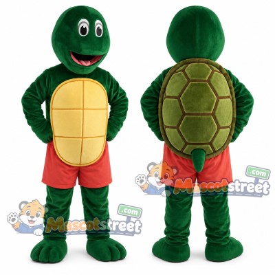 Green Turtle Mascot Costume with Red Shorts Green Turtle Mascot Costume with Red Shorts
