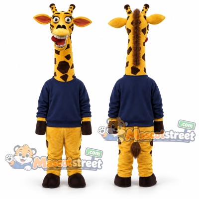 Giraffe Mascot Costume with Navy Sweater Giraffe Mascot Costume with Navy Sweater
