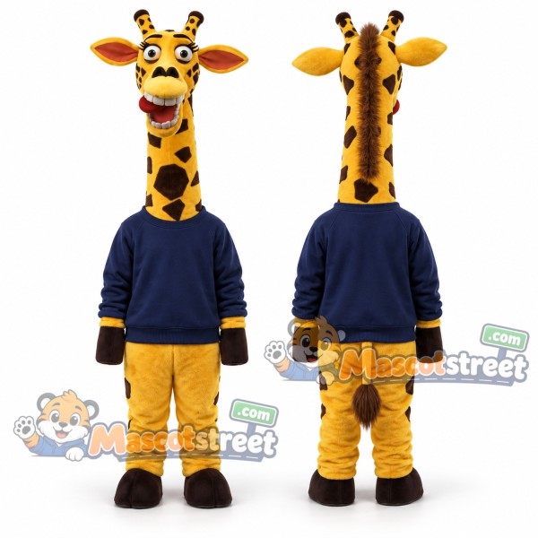 Giraffe Mascot Costume with Navy Sweater