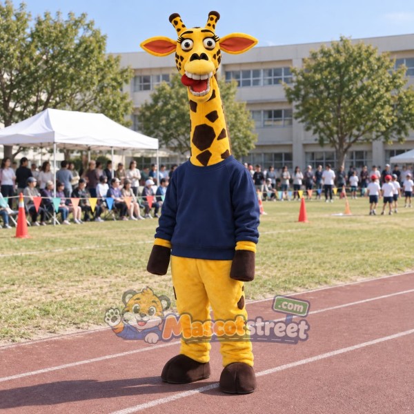 Giraffe Mascot Costume with Navy Sweater