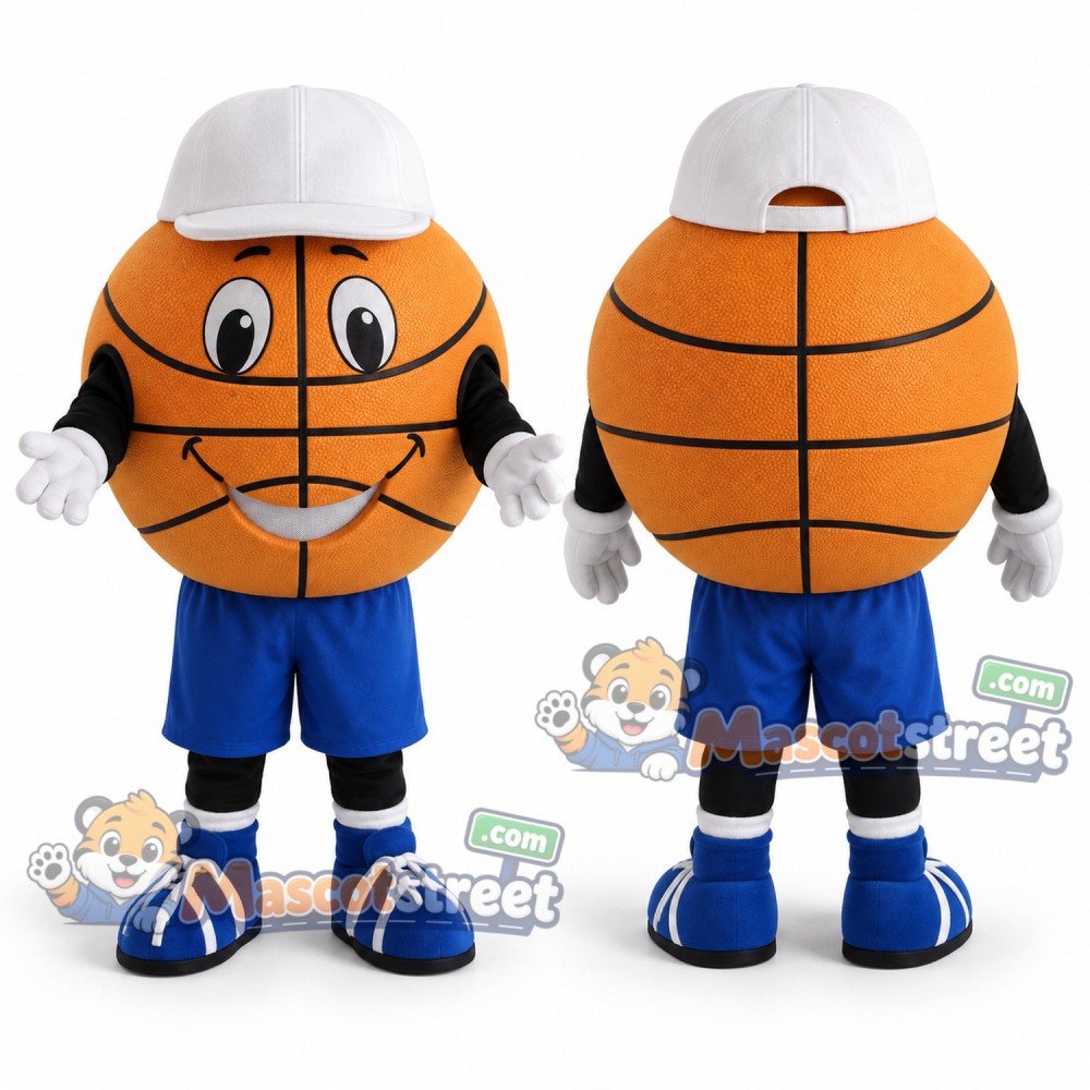 Basketball Mascot Costume with Blue Shorts and White Cap Basketball Mascot Costume with Blue Shorts and White Cap