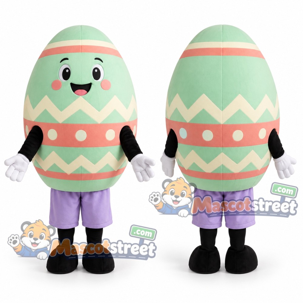 Pastel Easter Egg Mascot Costume with Purple Shorts