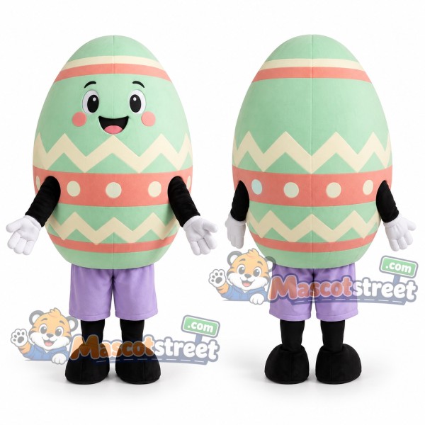 Pastel Easter Egg Mascot Costume with Purple Shorts