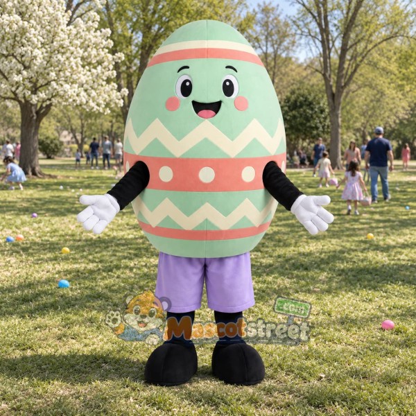 Pastel Easter Egg Mascot Costume with Purple Shorts