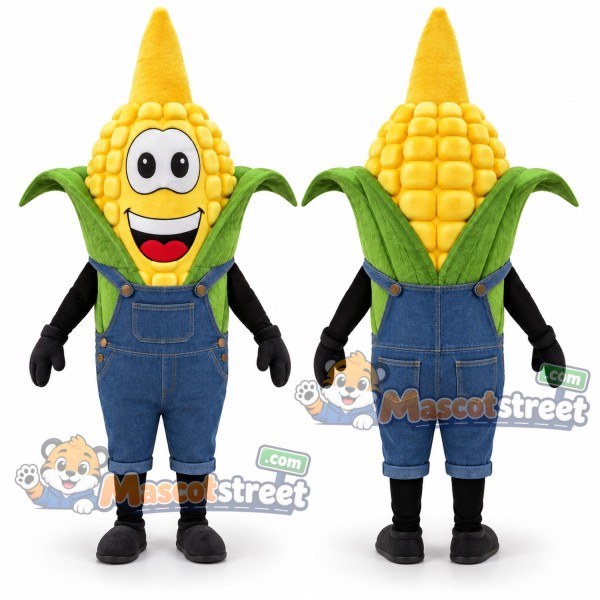 Corn Mascot Costume with Blue Overalls