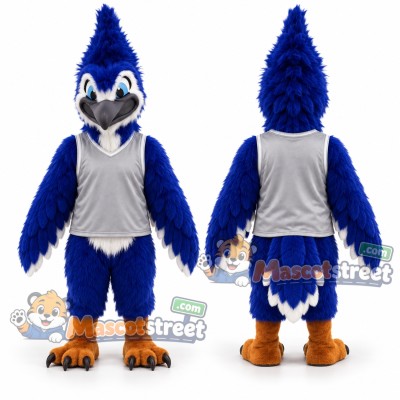 Blue Bird Mascot Costume with Gray Shirt Blue Bird Mascot Costume with Gray Shirt