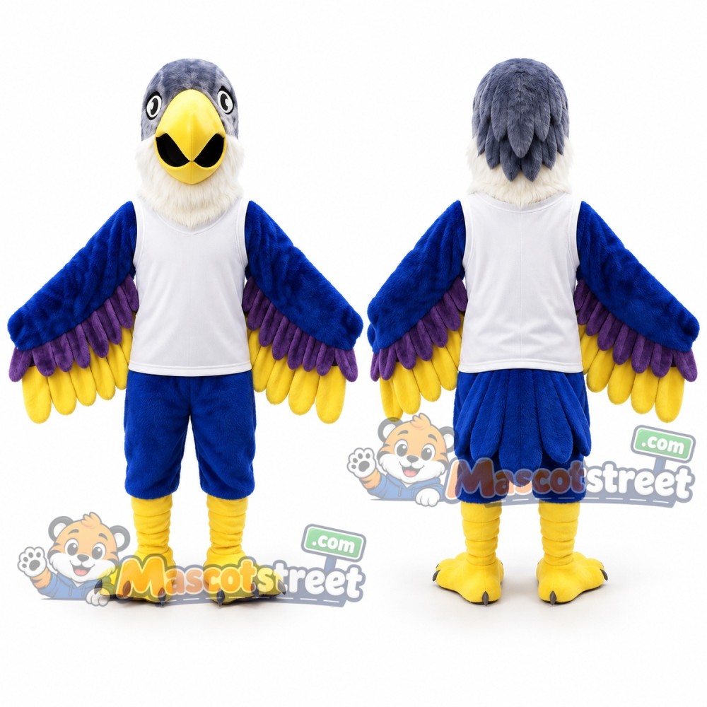 Blue Eagle Mascot Costume with White Shirt Blue Eagle Mascot Costume with White Shirt