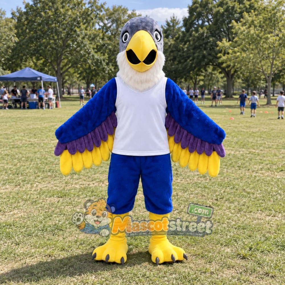 Blue Eagle Mascot Costume with White Shirt Blue Eagle Mascot Costume with White Shirt