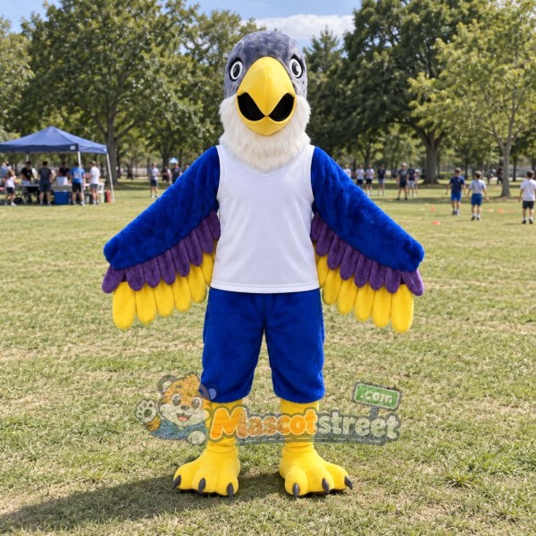 Blue Eagle Mascot Costume with White Shirt Blue Eagle Mascot Costume with White Shirt