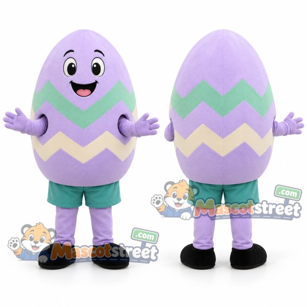Purple Easter Egg Mascot Costume with Teal Shorts
