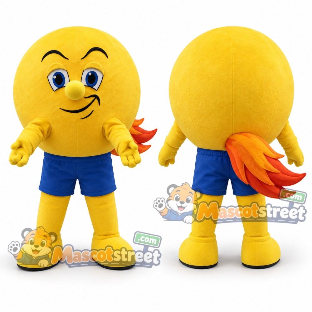 Yellow Comet Mascot Costume with Blue Shorts