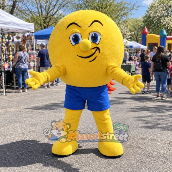Yellow Comet Mascot Costume with Blue Shorts