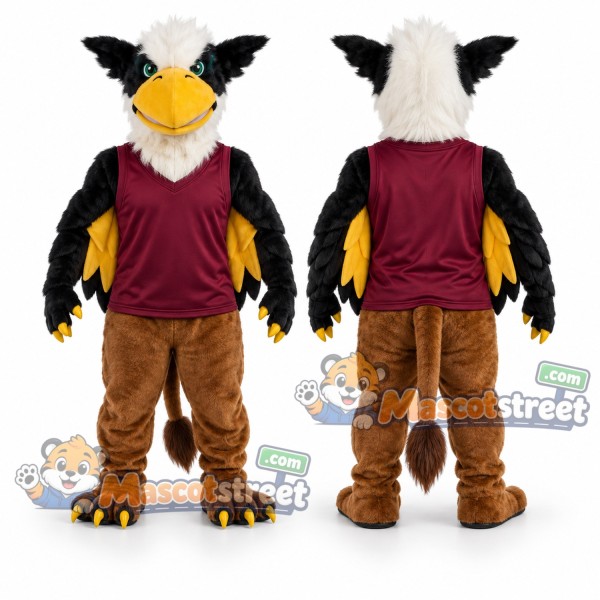 Griffin Mascot Costume with Burgundy Shirt