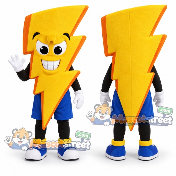 Yellow Lightning Bolt Mascot Costume with Blue Shorts