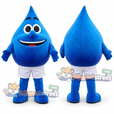 Blue Water Drop Mascot Costume with White Shorts