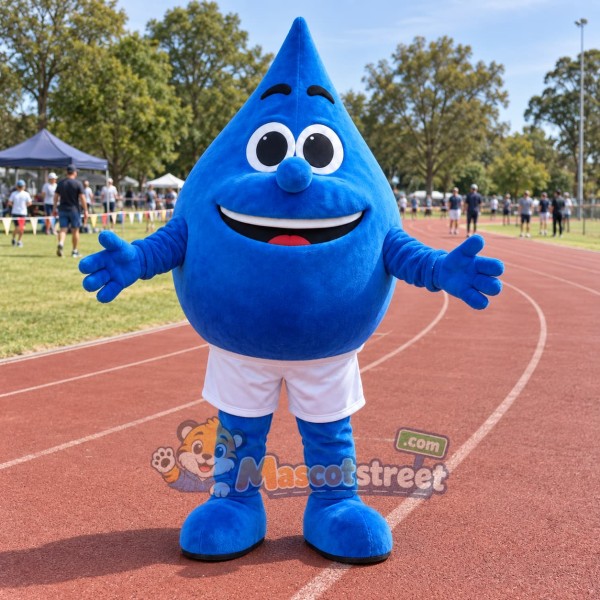 Blue Water Drop Mascot Costume with White Shorts