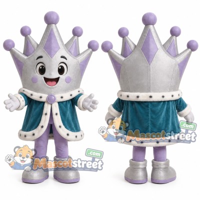 Silver Crown Princess Mascot Costume with Teal Robe Silver Crown Princess Mascot Costume with Teal Robe