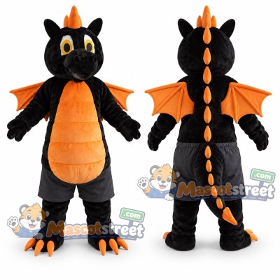 Black and Orange Dragon Mascot Costume Black and Orange Dragon Mascot Costume
