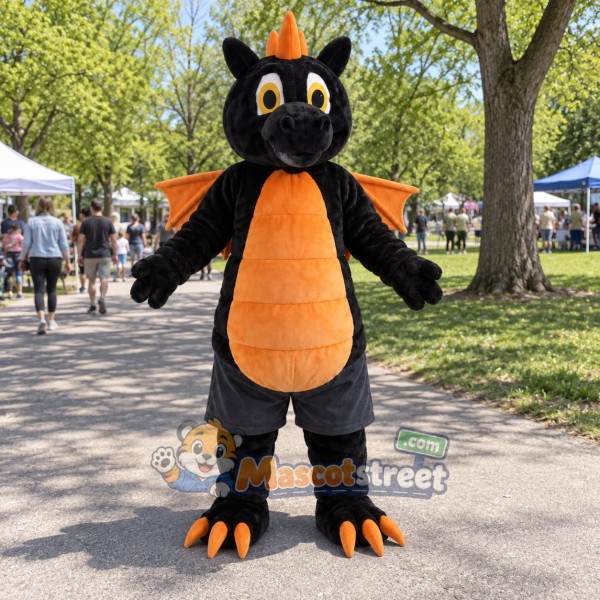 Black and Orange Dragon Mascot Costume