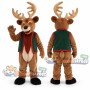 Brown Christmas Reindeer Mascot Costume with Green Vest