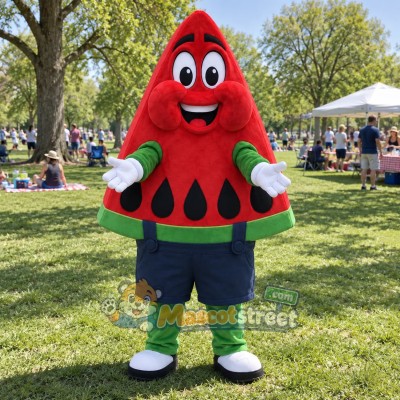 Watermelon Slice Mascot Costume with Navy Shorts Watermelon Slice Mascot Costume with Navy Shorts