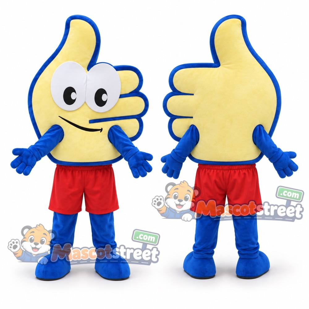 Thumbs-Up Hand Mascot Costume with Red Shorts Thumbs-Up Hand Mascot Costume with Red Shorts