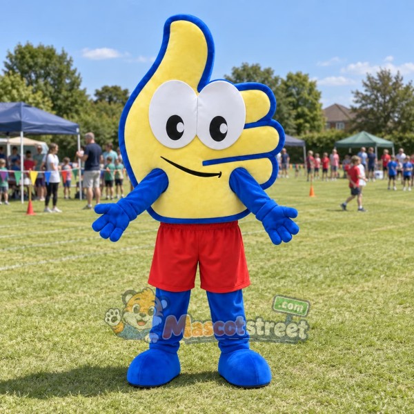 Thumbs-Up Hand Mascot Costume with Red Shorts