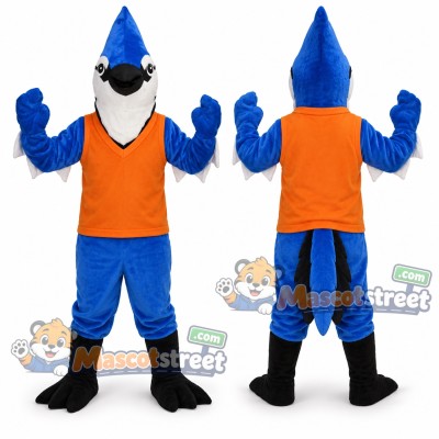 Blue Bird Mascot Costume with Orange Shirt Blue Bird Mascot Costume with Orange Shirt