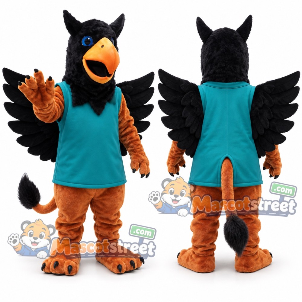 Griffin Mascot Costume with Teal Shirt