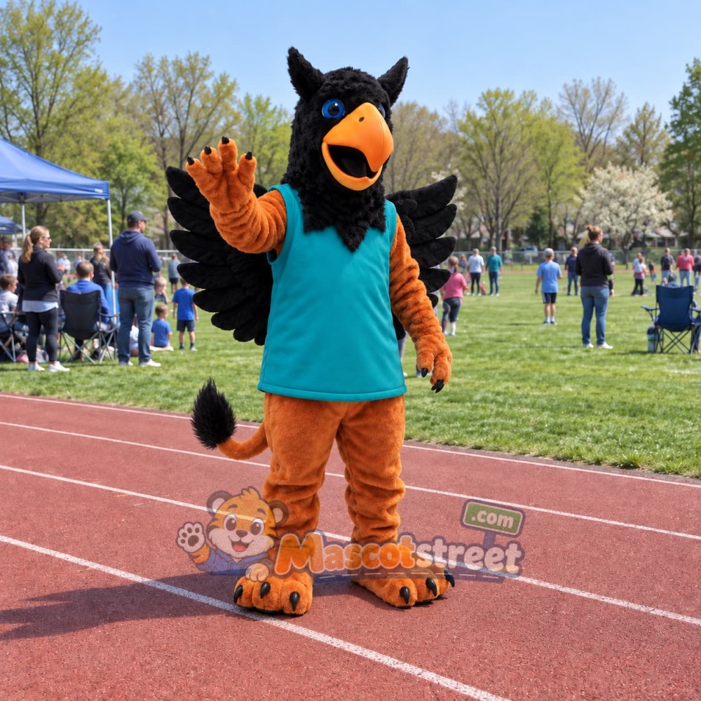 Griffin Mascot Costume with Teal Shirt
