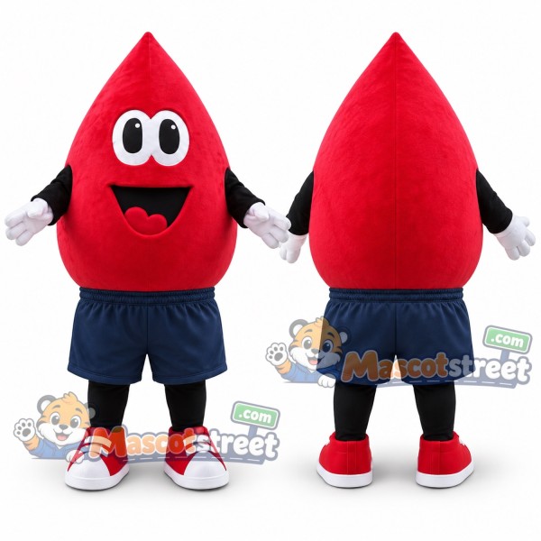Red Blood Drop Mascot Costume with Navy Shorts