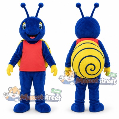Blue Snail Mascot Costume with Red Shirt Blue Snail Mascot Costume with Red Shirt