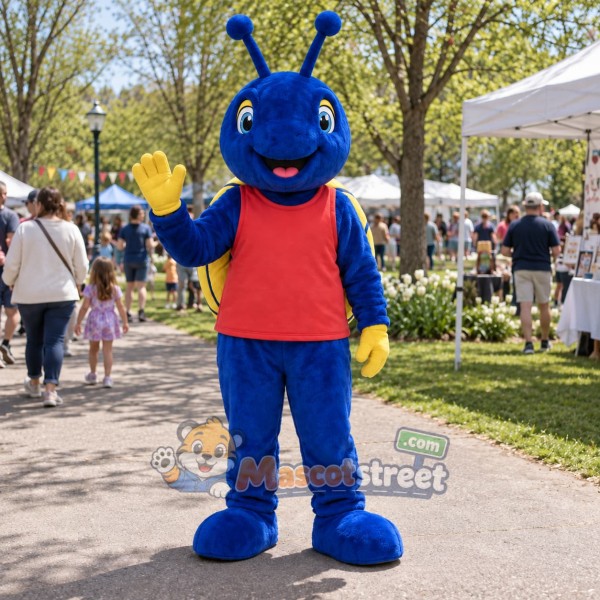Blue Snail Mascot Costume with Red Shirt