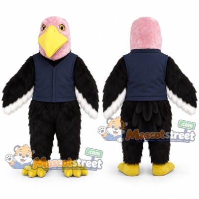 Pink-Headed Eagle Mascot Costume with Navy Vest
