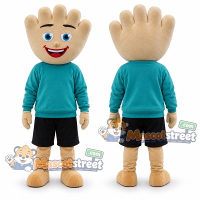 Hand Character Mascot Costume with Teal Sweater and Black Shorts Hand Character Mascot Costume with Teal Sweater and Black Shorts