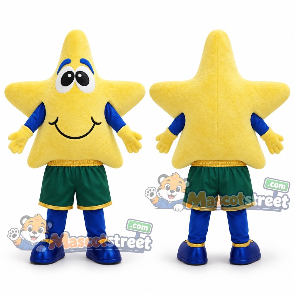 Yellow Star Mascot Costume with Green Shorts Yellow Star Mascot Costume with Green Shorts