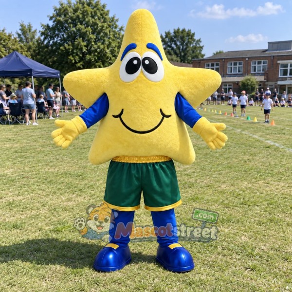 Yellow Star Mascot Costume with Green Shorts