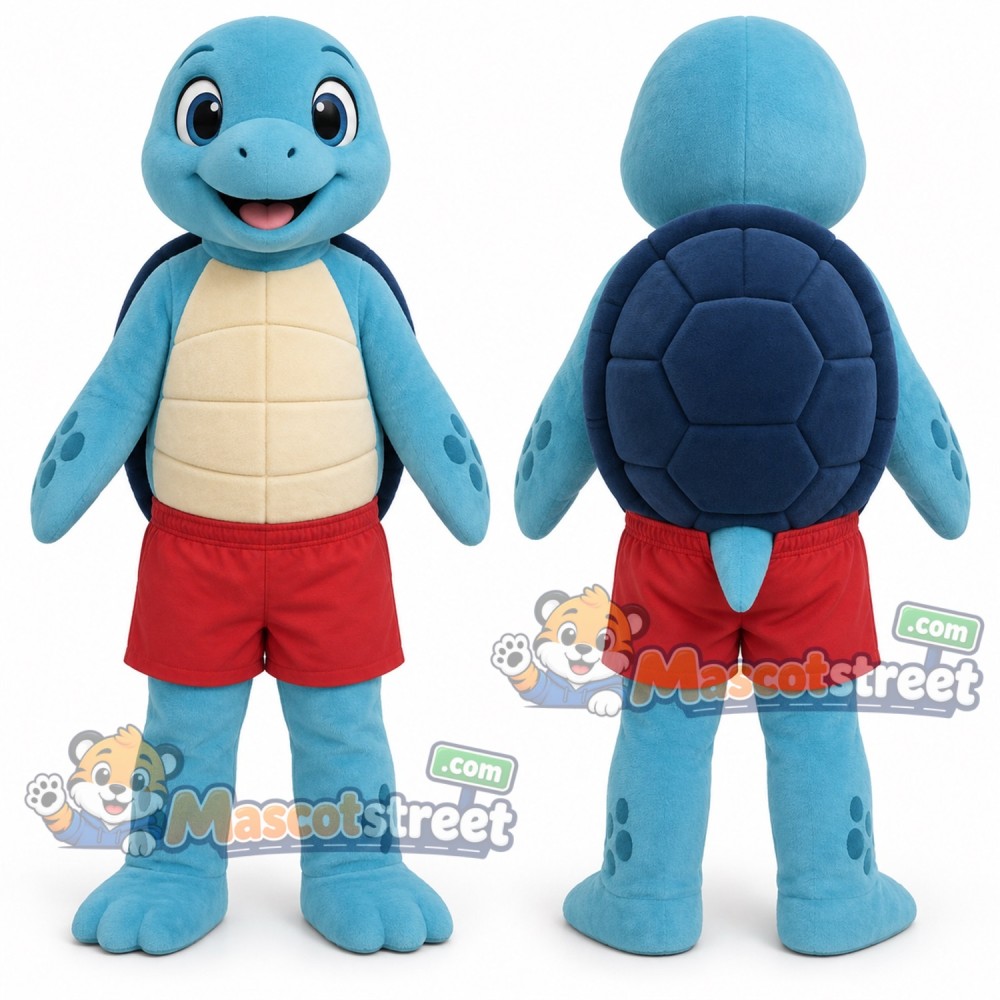 Blue Turtle Mascot Costume with Red Shorts Blue Turtle Mascot Costume with Red Shorts