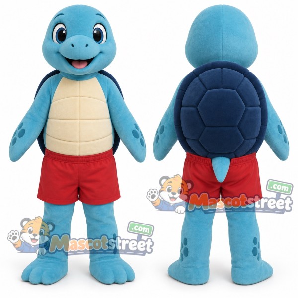 Blue Turtle Mascot Costume with Red Shorts