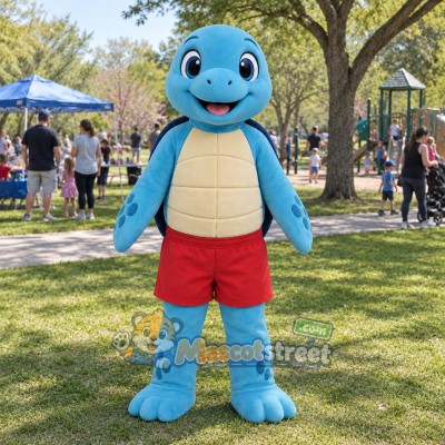 Blue Turtle Mascot Costume with Red Shorts Blue Turtle Mascot Costume with Red Shorts