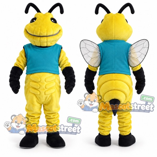 Bee Mascot Costume with Teal Shirt