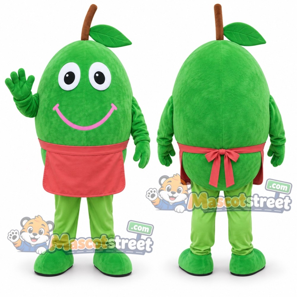 Green Olive Mascot Costume with Coral Apron