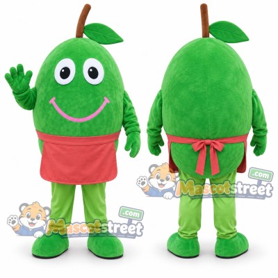 Green Olive Mascot Costume with Coral Apron